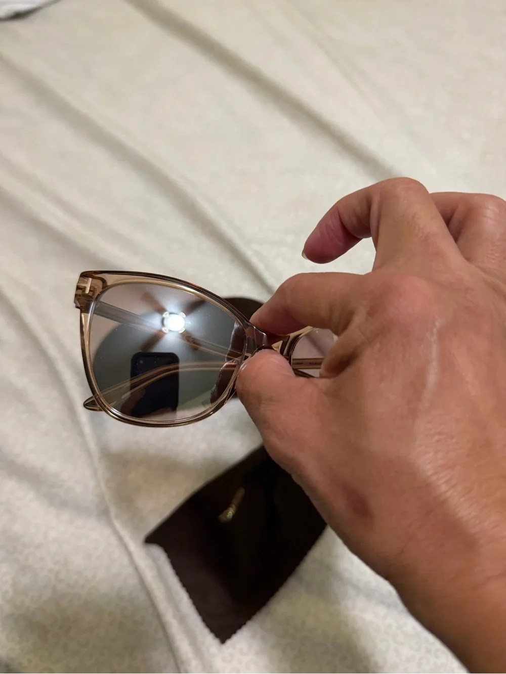 Tom Ford Transparent Pink Cat-Eye Sunglasses with Mirrored Lenses
